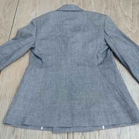 Theory size 4 linen blend double breasted blazer jacket lightweight gray - Picture 4 of 16